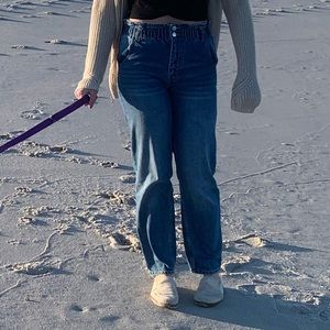 Forever 21 scrunch waist high rise jeans